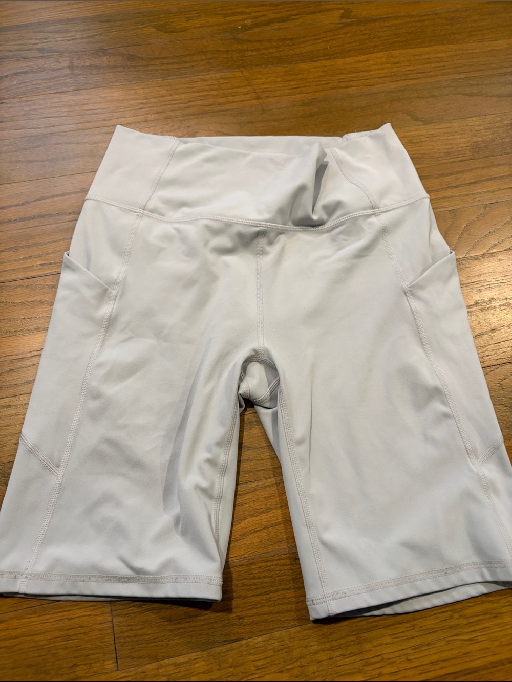 Women’s High-Waist Light Gray Active Fabletics PureLuxe Bike Shorts